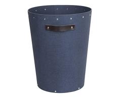 Bigso Box of Sweden â Papelera original para oficina â Papelera moderna con asa de cuero para estancias sofisticadas â Cubo de basura fabricado con tablero de fibras recicladas â azul