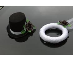 Auto Joyas Velo y Sombrero Joyas Pareja Rose Decorativos Decoración Bodas Car Auto Wedding Deko Coches (Negro)