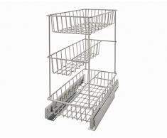 ClosetMaid Cesta extraÃ­ble para gabinete de cocina compacta de tres niveles de 8.75 pulgadas de ancho, aleaciÃ³n de acero, color plateado