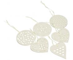 BRANDANI Porcelana Navidad Decoraciones Ass. Juego de 6 Piezas, Color Blanco, Talla única