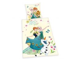 Herding 4479226050412 - Juego de cama de algodón (funda de almohada de 80 x 80 cm, funda nórdica de 135 x 200 cm), diseño de Disney de Frozen