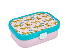 Mepal - Fiambrera Campus - Bento Box para NiÃ±os - Lonchera con Compartimento Bento y Tenedor - Fiambrera con Cierre de Clip - Sin BPA y apta para Lavavajillas - 750 ml - Leopard