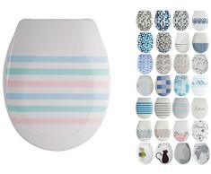 MSV Asiento de Inodoro Deauville de Duroplast con Cierre Suave, Color Pastel, Multicolor, 30 x 20 x 15 cm