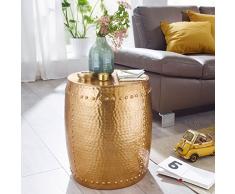 Wohnling â Mesa auxiliar, Pedro 42 x 49 x 42 cm aluminio oro mesa decorativa CojÃn redondo, mesa martillado Almacén pequeña, Diseñador estante mesa metal Modern, anstell mesa estrecho, 47 x 47 x 53 cm