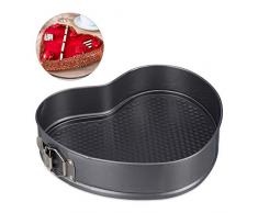 Relaxdays Molde de bizcocho XL, Forma de corazÃ³n, RomÃ¡ntico, Antiadherente, Desmontable, 28,5x25 cm, Acero al Carbono, Antracita, 6,5 x 28,5 x 25 cm