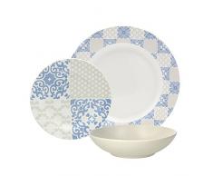 Tognana Goldie - Vajilla de 18 Piezas, Porcelana, Color Azul y Marfil