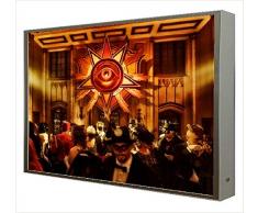 Cuadro con Marco Madera Lacada en Blanco Iluminado con Luz Leds Fiesta de Mascaras