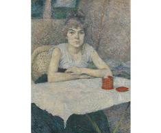 PÃ³ster de Henri De Toulouse Lautrec de la mujer joven en una mesa, lienzo de alta calidad para decoraciÃ³n de pared