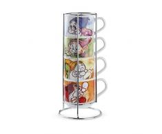 Egan Juego de 4 tazas de cafÃ© ML 80 7 enanos + Metal Rack, 133002