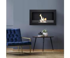KRATKI Golf 2 Chimenea Interior de bioetanol + Guijarros + Embudo + Set de aromaterapia Biocontenedor de Pared 0,2 l Acero Revestido de Polvo Certificado por TÃV con acristalamiento 36 x 62 cm
