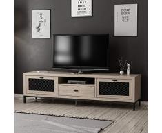 Homemania - Mueble para TV, aglomerado de melamina, Metal, Madera, Negro