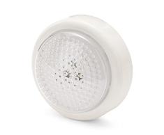 Velamp Push Light Luz LED de 3 presiones, diámetro 10cm. Perfecto para Dormitorio, Armario, Garaje, Blanco