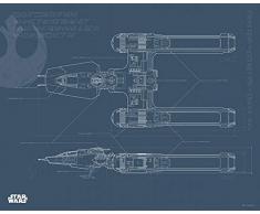 Komar Wandbild Von Star Wars EP9 Blueprint Y-Wing | Kinderzimmer, Jugendzimmer, Dekoration, Kunstdruck | ohne Rahmen | WB180-50x40 fotomural, carbÃ³n