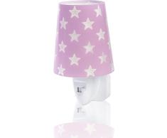 Lámpara Infantil Luz Nocturna Quitamiedos Estrellas Enchufe Led Malva