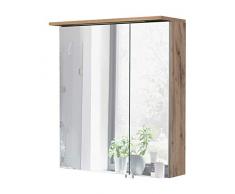 Schildmeyer MilÃ¡n Armario con Espejo 134891, Metal Vidrio ingenierÃ­a, Madera de Roble, 24 x 60 x 72.3 cm