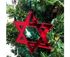 Super Cool Creations Star of David - Adornos para árbol de Navidad (10 Unidades), Color Rojo