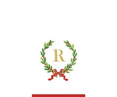 Caspari Entertaining con Corona de Laurel de Navidad Monograma R Toallas de Papel para Invitados, Blanco, Pack de 24