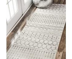 nuLOOM - Alfombra marroquÃ­ Blythe, Polipropileno, Gris/Blanco Hueso, 2 6 x 18