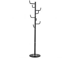 DRW Perchero de pie de Metal con 8 Brazos y Base de mÃ¡rmol en Negro 37x180cm, alt.Poste 176cm