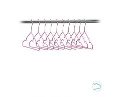 Relaxdays Pack de 20 Perchas Bebé Antideslizantes, Metal, Rosa, 30 cm