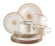 MÃSER 931941 Serie Prospero Premium - Juego de vajilla de cafÃ© para 4 personas de calidad gastronÃ³mica, 12 piezas de servicio de cafÃ© moderno en estilo vintage Ãºnico, blanco, porcelana duradera