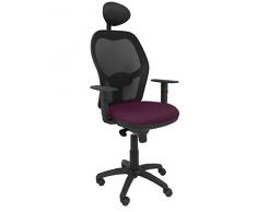 Piqueras Y Crespo (PIQU7) Silla Jorquera Malla Negra Asiento Bali Morado con cabecero Fijo Oficina, Talla unica