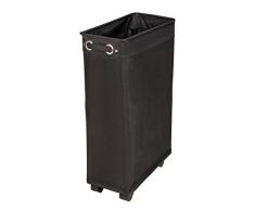 WENKO Cesto para la ropa sucia estrecho Corno negro WENKO, robusto cubo para la colada con cuatro ruedas y tapa, poliéster 100 %, capacidad 43 L, (anchura x altura x profundidad): 18,5 x 60 x 40 cm