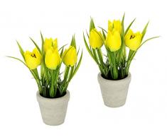 Juego de 2 Tulipanes Artificiales en Maceta de cerámica, arreglo de Flores Artificiales, decoración de Primavera, decoración de Mesa, Plantas, Primavera, Pascua, floristerÃa, Textil