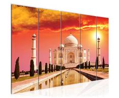 Taj Mahal India 600555a - Cuadro de pared (200 x 80 cm, lienzo de fieltro, formato XXL, 5 piezas, fabricado en Alemania, listo para colgar)
