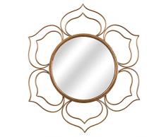 DRW Espejo de Pared con Forma de Flor en Metal Dorado 76x2cm, INT. 37cm