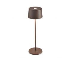 Zafferano Olivia Lámpara Led de Mesa Regulable, Protección IP65, Uso Interior/Exterior, Cargador Micro USB, H35.5cm, Enchufe de la UE-Corten