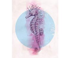 Komar Wandbild Von Horse Circle | Poster, Bild, Wohnzimmer, Schlafzimmer, Dekoration, Kunstdruck | ohne Rahmen | P079C-40x50 fotomural, Schwarz, WeiÃ, Blau, Rosa