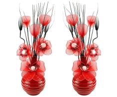 Flourish Visite par Rojo Flores Artificiales con Rojo jarrón, decoración, Accesorios del Hogar y Decoración Adecuado para baño, Dormitorio o Cocina Ventana/estanterÃa, 32 cm