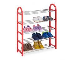 Relaxdays Zapatero Infantil, 15 Pares, hasta N° 30, Abierto, Ahorra Espacio, Liviano, Estante Calzado, Color Rojo, 70 x 57,5 x 18,5 cm