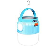 LETOUR Linterna de camping portÃ¡til Luz solar y USB recargable para tienda de campaÃ±a, linterna multifunciÃ³n 4 modos de iluminaciÃ³n Gazebo luz para acampar al aire libre, senderismo (azul)