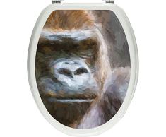 pixxp Blueprint 3D WCS 3903Â _ 32Â x 40Â Stolzer Gorilla como Inodoro Pegatinas, WC, glÃ¤zendes Material, Negro/Blanco, 40Â x 32Â cm