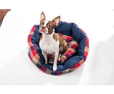 Wags N Whiskers Hasley - Cama Redonda para Mascotas, Color Rojo y Azul Marino