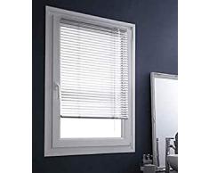 MADECOSTORE Estor Veneciano Aluminio Easy Gris â 42 x 150 cm â Mecanismo autobloqueante â Listones de 25 mm â sin taladrar