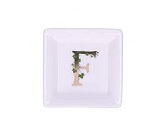 La Porcelana Blanca - Plato cuadrado con letra F - DecoraciÃ³n del hogar, cocina - LÃ­nea Adorado - Idea de regalo - Porcelana - 10 x 10 x 1,5 cm