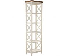 DRW - Estanteria de Madera con 5 baldas en Color Crema 50x33x175cm