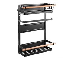Maclean Estante magnÃ©tico para nevera/estante para lavadora con portarrollos y 6 ganchos extraÃ­bles Estante colgante portarrollos para toallas de papel de hasta 12 kg Negro