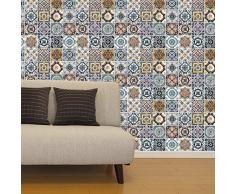 Walplus com-wm10008 (FlexiPlus mediterráneo Azulejos Adhesivo Decorativo para Pared, Vinilo, 63,5 x 15 x 15 cm)