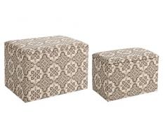 Bizzotto Arabesque Juego de 2 Baúl Madera y Tela, Color Gris