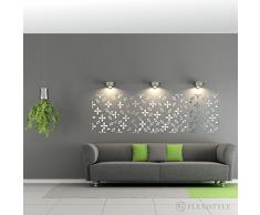 FLEXISTYLE Espejo Decorativo Iris, 3mm Acrylic Mirror from EU, Living Room, Bedroom, Hallway, Unbreakable, DIY Home Decoration, Silver, Made in EU