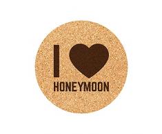 Juego de 6 Posavasos de Corcho Grabado I Love Honeymoon