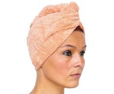 cosey - 2X Toalla de Microfibra para Turbante - Toalla de Felpa para la Cabeza de 400 g/mÂ², en marrÃ³n Claro