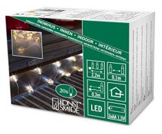 Konstsmide LED guirnalda, en color dorado-globos de alambre, 20 diodos de luz blanca cálida, funciona con pilas, cable transparente, 3 x AA 1,5 V no 3154-803
