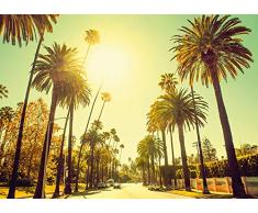 Komar Wandbild Von Palm Alley | Poster, Bild, Wohnzimmer, Schlafzimmer, Dekoration, Kunstdruck | ohne Rahmen | P127-70x50 fotomural, Gelb, Braun, Bunt