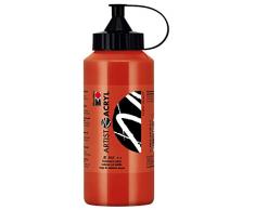 Marabu Artist, rojo cadmio medio 500 ml, pintura acrílica fina en calidad artística, a base de agua, consistencia pastosa, alta pigmentación, muy buena luminosidad y opacidad, talla única
