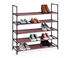 Relaxdays Zapatero Sistema de Encaje XL, 5 Niveles, para 20 Pares, EstanterÃa de Zapatos 90,5x87,5x30cm, Burdeos, Acero aleado Plástico Metal, 1 Pieza